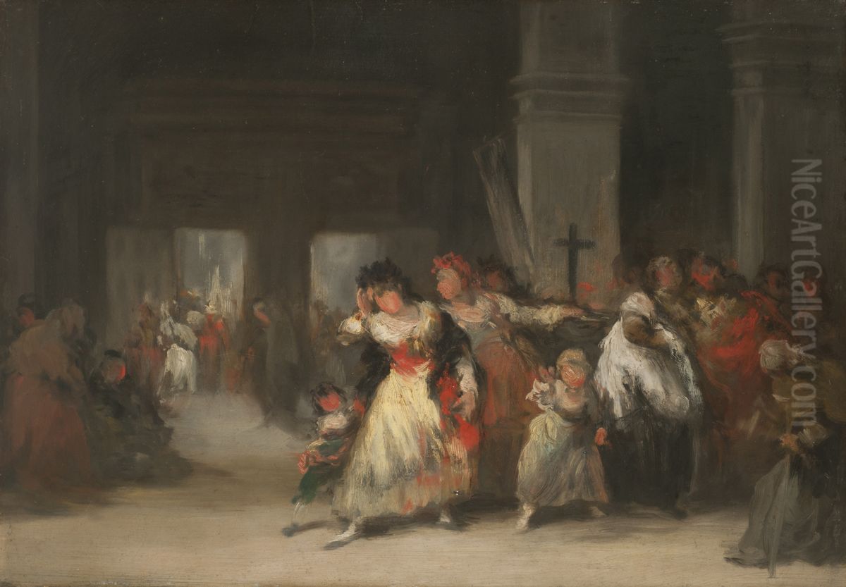 Inside Church Oil Painting by Lucas Velazquez