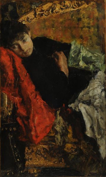 Pensive Oil Painting by Antonio Mancini
