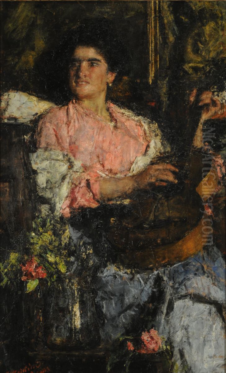 Cancion alegre Oil Painting by Antonio Mancini
