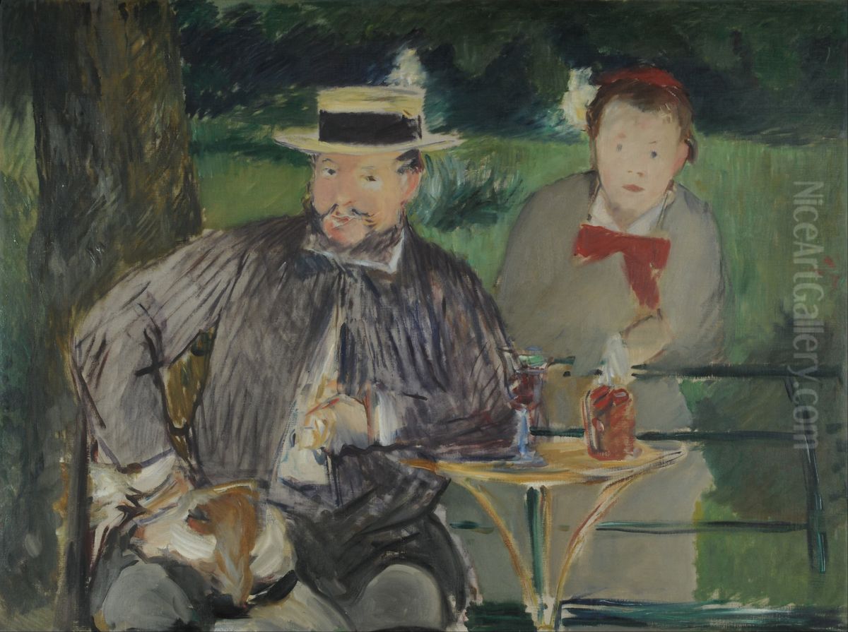 Portrait d'Ernest Hoschede et sa fille Marthe Oil Painting by Edouard Manet