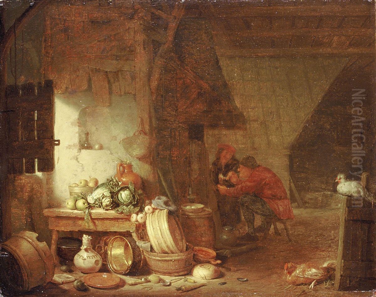 Interior of Peasant's Kitchen Oil Painting by Hendrik Martenszoon Sorgh