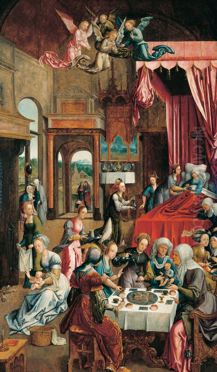 Nativity of the Virgin Oil Painting by Jacob Cornelisz Van Oostsanen