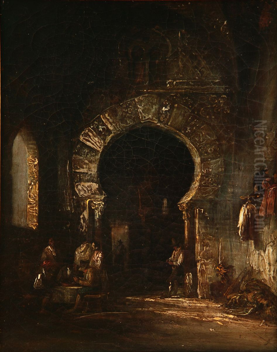 Puerta arabe (Fantasia sobre la Puerta de del Sol en Toledo) Oil Painting by Genaro Perez Villaamil Y Duguet