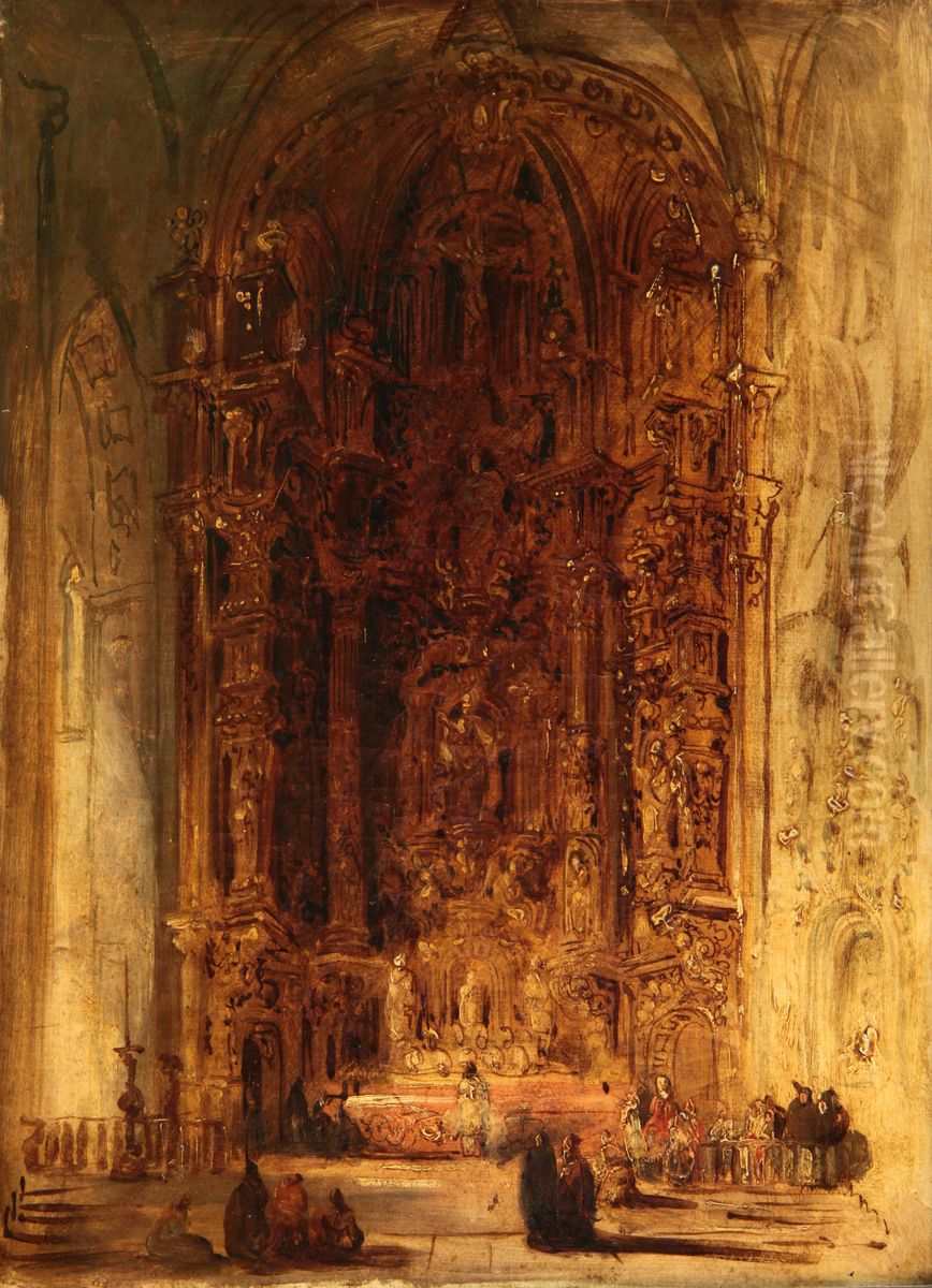 Interior de Iglesia Oil Painting by Genaro Perez Villaamil Y Duguet