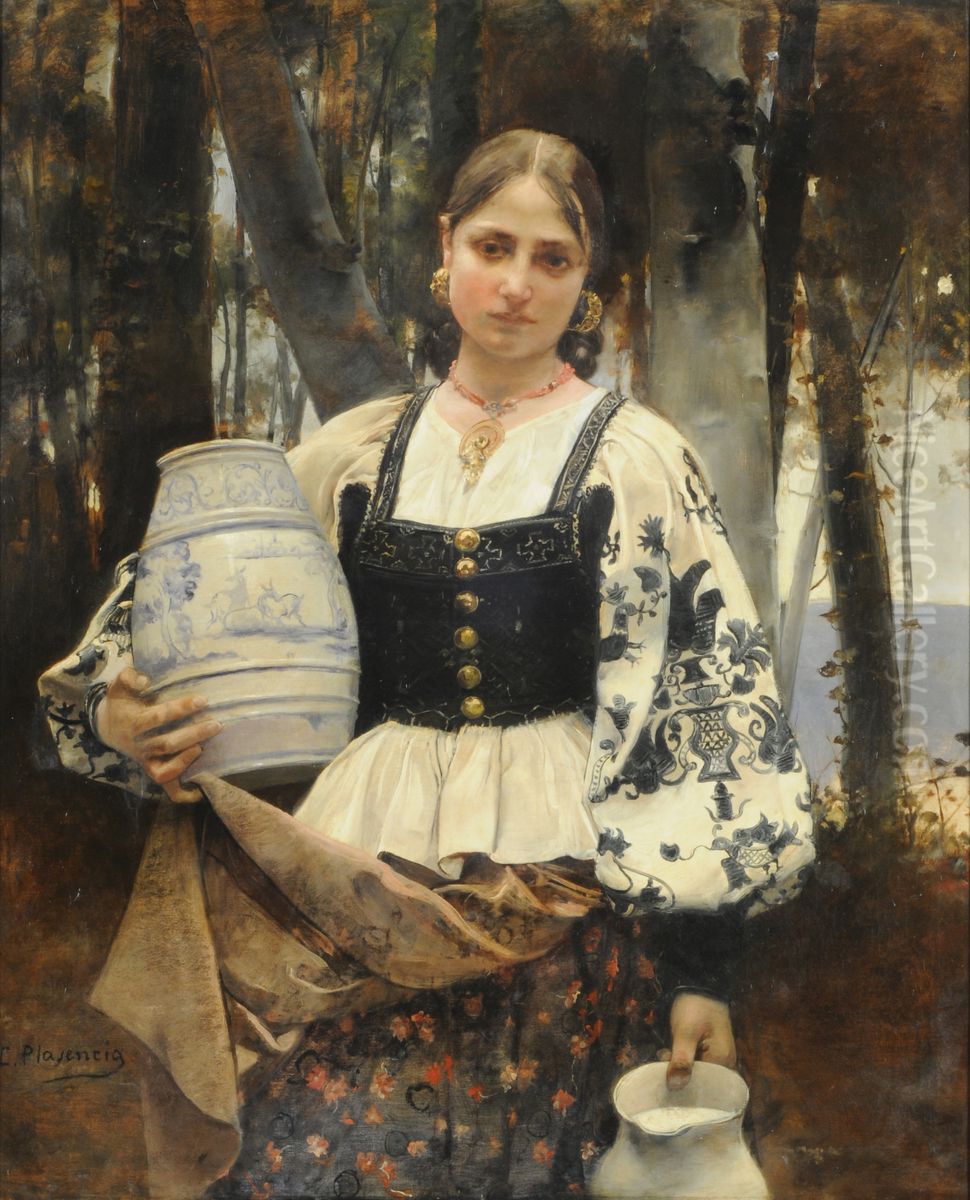 The milkmaid Oil Painting by Casto Plasencia