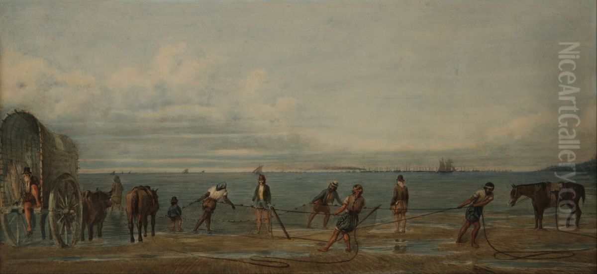 Sacada de la red, Bs.As. Oil Painting by Prilidiano Pueyrredon