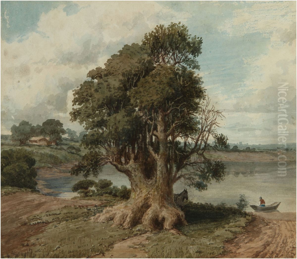 Paisaje de la costa Oil Painting by Prilidiano Pueyrredon