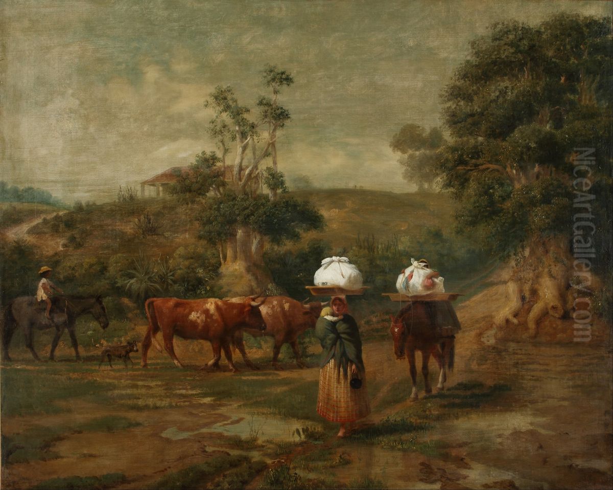 Lavanderas en el bajo de Belgrano Oil Painting by Prilidiano Pueyrredon