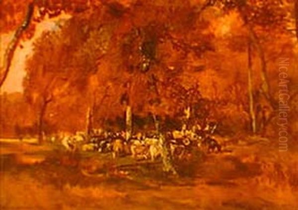 La tropilla Oil Painting by Theodore Rousseau