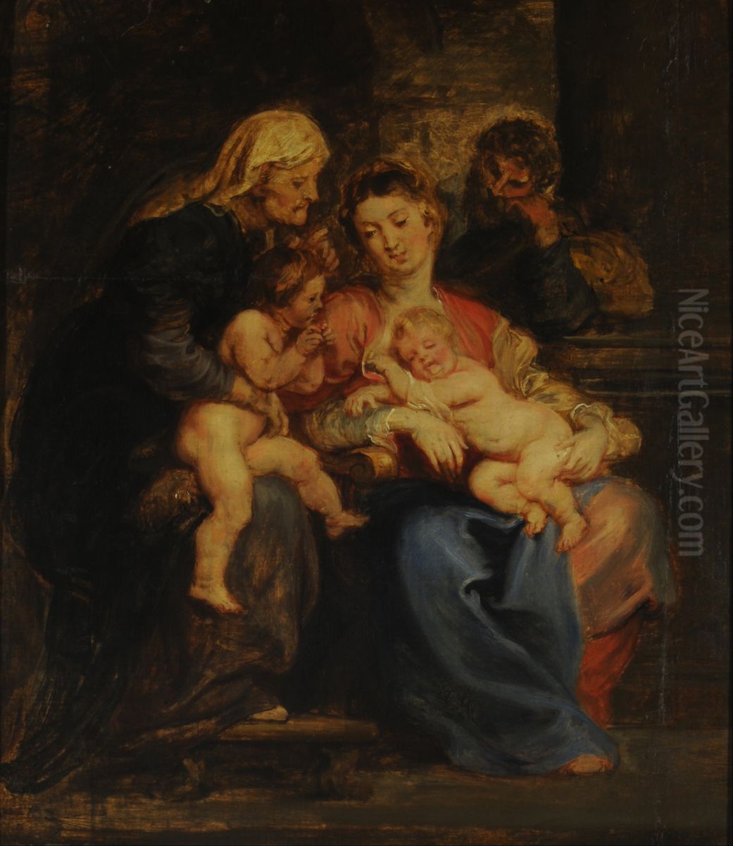 La Sagrada familia con Santa Isabel y San Juan Oil Painting by (studio of) Rubens, Peter Paul