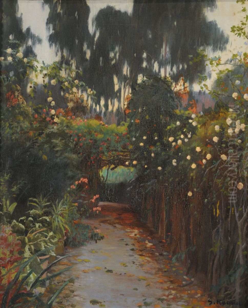 Camino de rosas Oil Painting by Santiago Rusinol i Prats