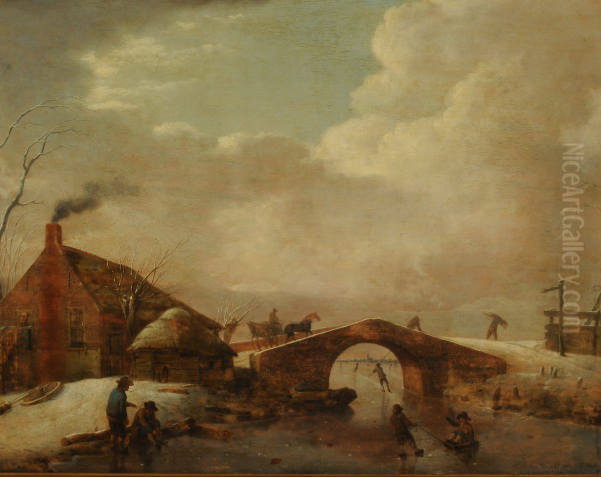 Paisaje de invierno Oil Painting by Hendrik Willem Schweickhardt
