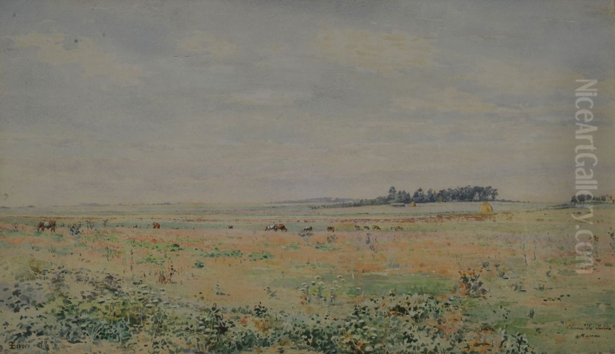 Plains or La Portena Ranch, Moreno Oil Painting by Eduardo Sivori