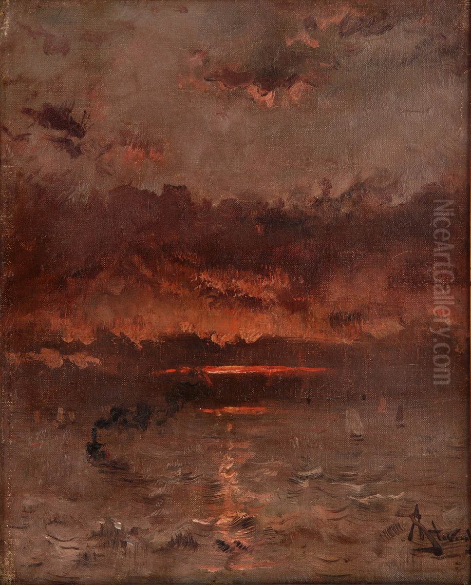 Sonnenuntergang am Meer Oil Painting by Alfred Stevens