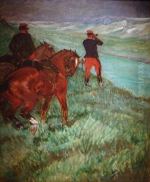 En observation - M.Fabre, Officier de reserve Oil Painting by Henri De Toulouse-Lautrec