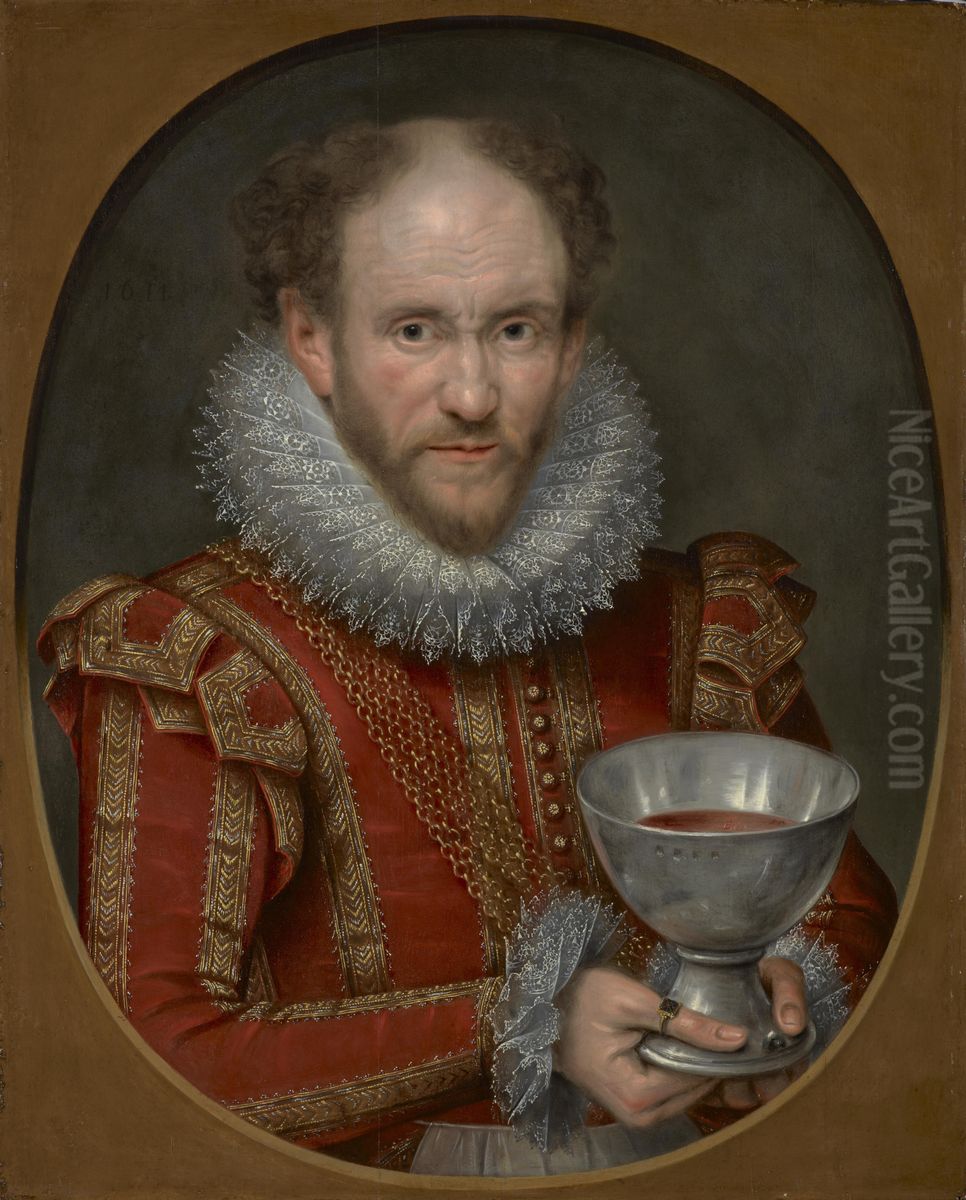 Tom Derry, fl. 1614. Jester to Anne of Denmark Oil Painting by Marcus Gheeraerts the Younger
