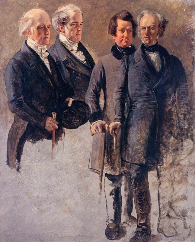 The Marquess of Breadalbane with Lord Cockburn, the Marquess of Dalhousie and Lord Rutherfurd Oil Painting by George Harvey