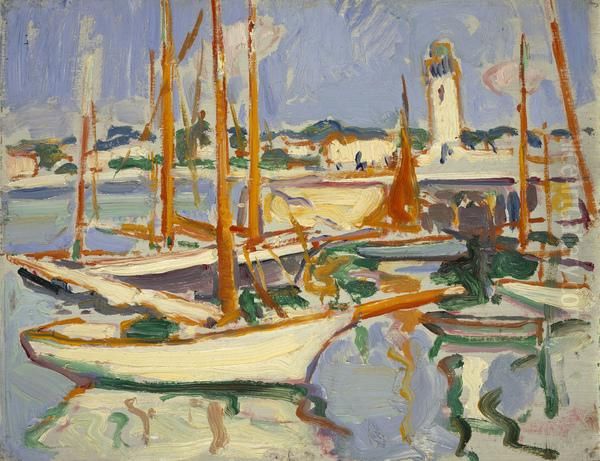 Boats at Royan Oil Painting by Samuel Peploe