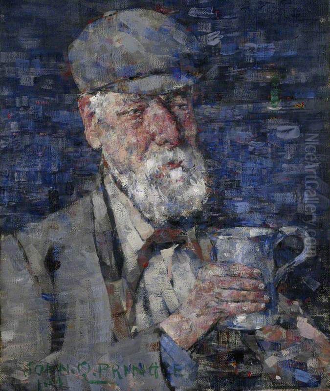Study of a Head (or Man with a Drinking Mug) Oil Painting by John Quinton Pringle