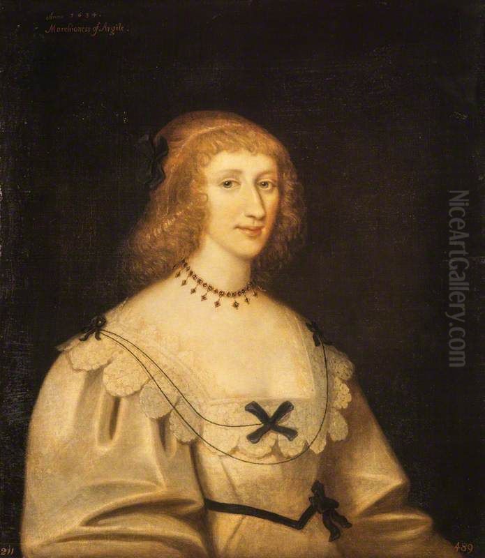 Lady Margaret Douglas, Marchioness of Argyll, 1610 - 1678. Wife of the 1st Marquess of Argyll Oil Painting by George Jamesone