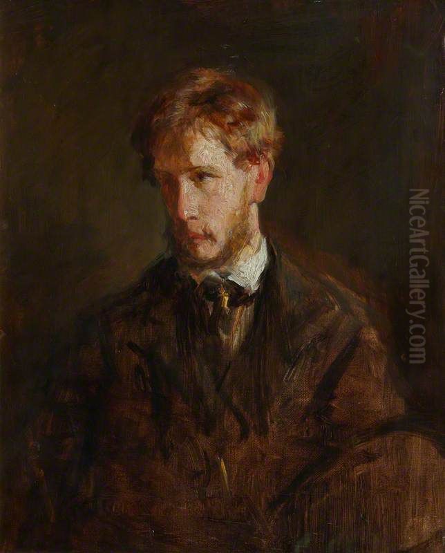 George Paul Chalmers, 1833 - 1878. Artist (Self-portrait) Oil Painting by George Paul Chalmers