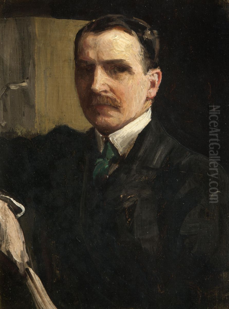Sir James Guthrie, 1859 - 1930. Artist and President of the Royal Scottish Academy (Self-portrait) Oil Painting by James Guthrie