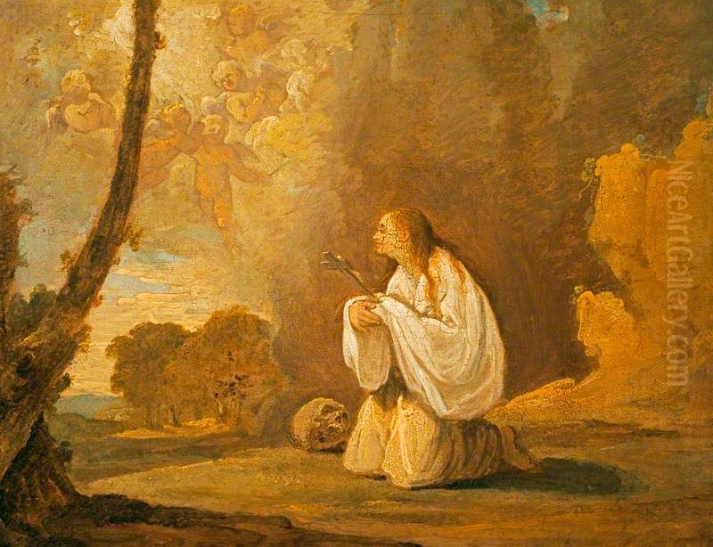 The Penitent St Mary Magdalene in a Landscape Oil Painting by Jacob More