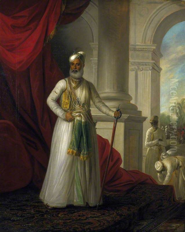 Mohamed Ali Khan Walejah, 1717 - 1795. Nawab of the Carnatic Oil Painting by George Willison