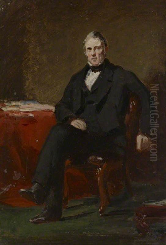 A Portrait Study of a Gentleman Seated in an Interior Oil Painting by Daniel Macnee