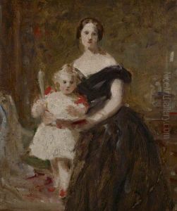 A Portrait Study of a Lady and a Child in an Interior A Portrait Study of a Lady and a Child in an Interior