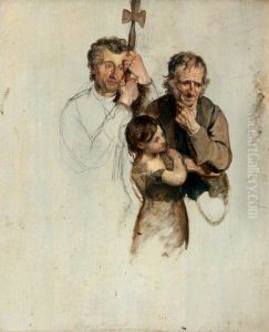 Two Men and a Girl Standing (study for 'The Covenanters' Baptism')