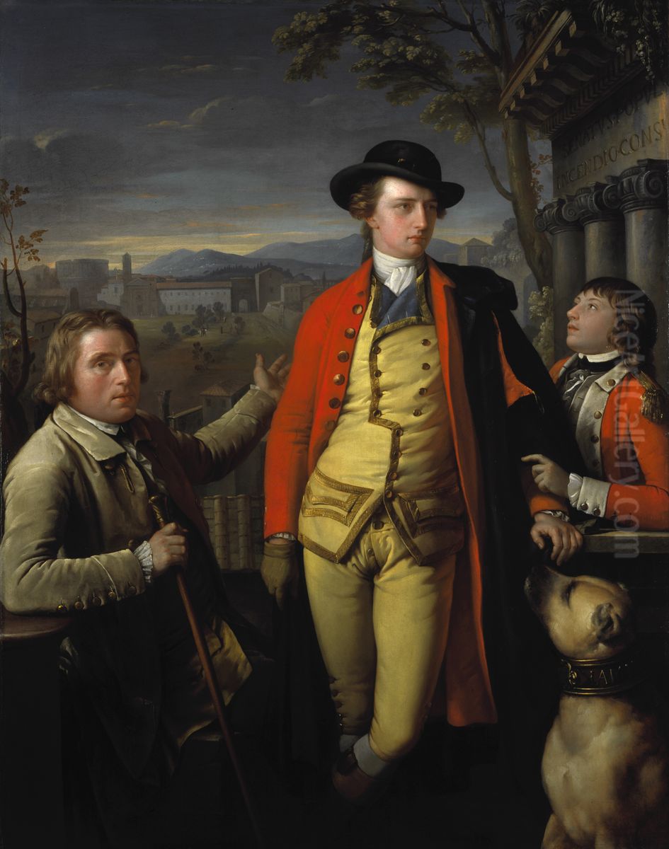 Dr John Moore(1729-1802);Douglas Hamilton, 8th Duke of Hamilton(1756-1799); a youngSir John Moore(1761-1809). Oil Painting by Gavin Hamilton