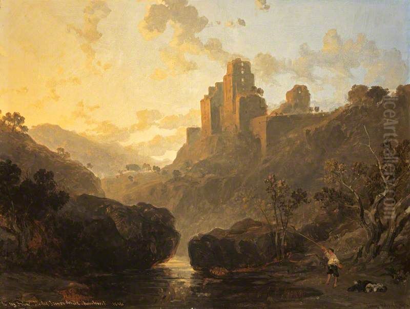 Capriccio Landscape (called View of Rosslyn Castle) Oil Painting by David Roberts