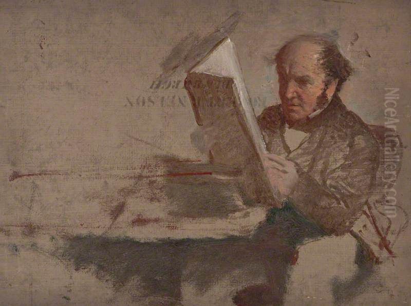 David Laing, 1793 - 1878. Antiquarian [recto]; a study for the figure of Luther [verso] Oil Painting by William Fettes Douglas