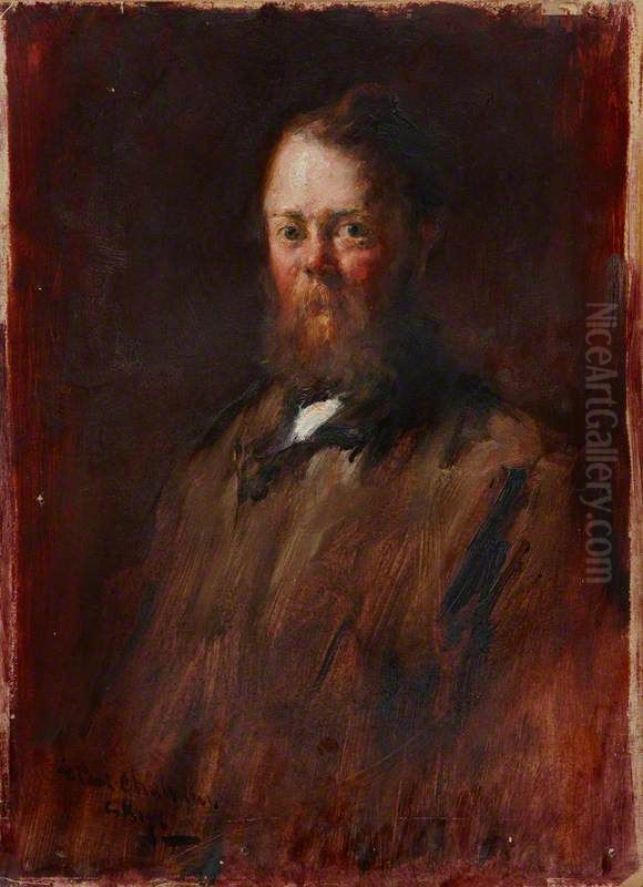David Law, 1831 - 1901. Engraver and etcher Oil Painting by George Paul Chalmers