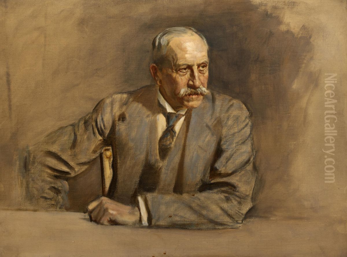 Sir Alfred Milner, 1st Viscount Milner, 1854 - 1925. Statesmen. (Study for portrait in Statesmen of the Great War) Oil Painting by James Guthrie