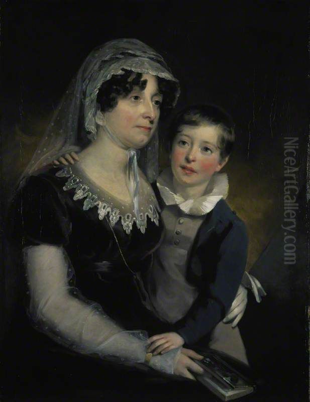 Carolina Oliphant, Lady Nairne, 1766 - 1845. Songwriter (With her son William Murray Nairne, later 6th Lord Nairne, 1808 - 1837) Oil Painting by John Watson Gordon