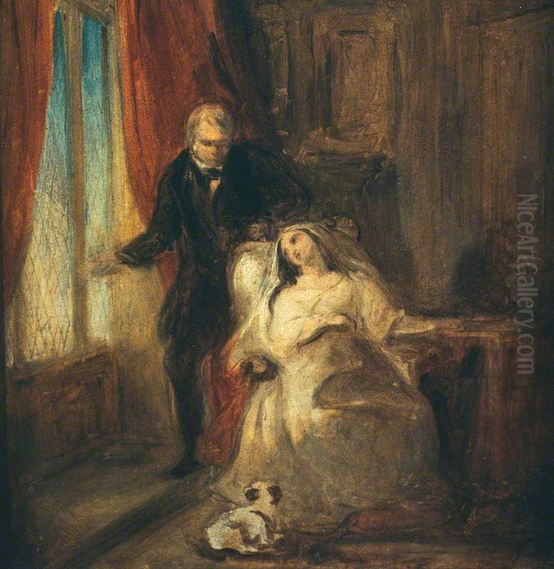 Sir Walter Scott with one of his daughters Oil Painting by William Allan