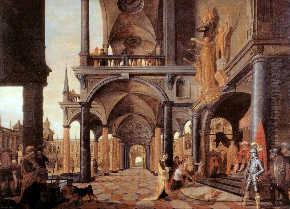 Fantasiepaleis met het oordeel van Salomo Oil Painting by Pieter van Bronckhorst