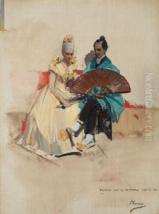 Edward Arthur Walton, 1860 - 1922. Artist. With his fiancee Helen Law, 1859 - 1945 (Hokusai and the Butterfly)