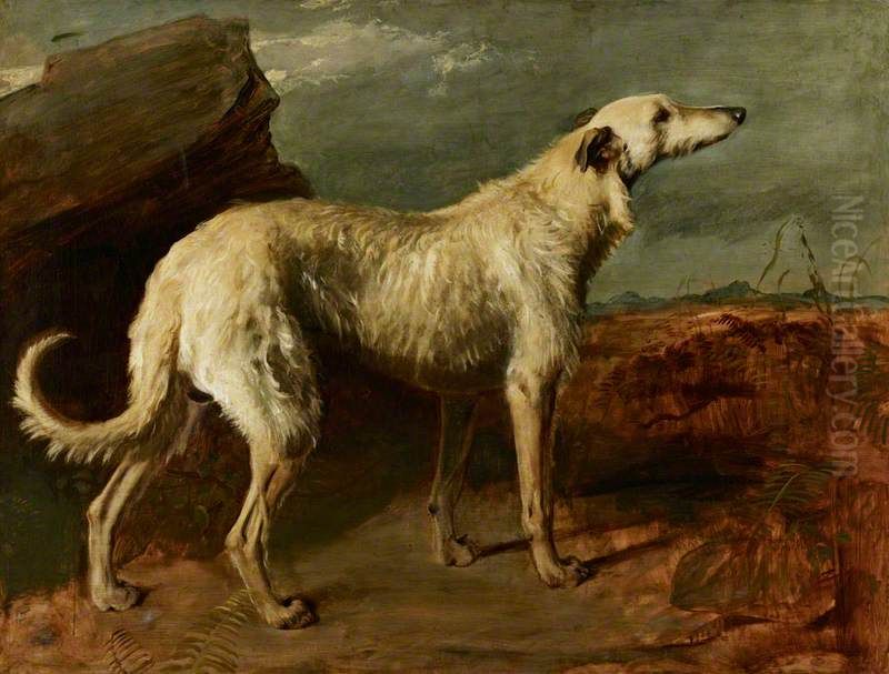 Braan, a Celebrated Scottish Deerhound Oil Painting by Thomas Duncan