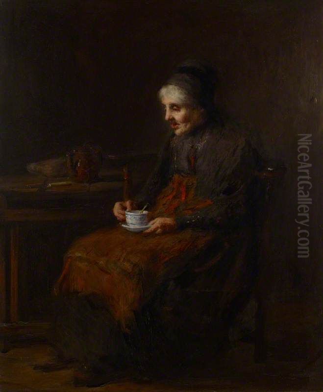 A Quiet Cup Oil Painting by George Paul Chalmers