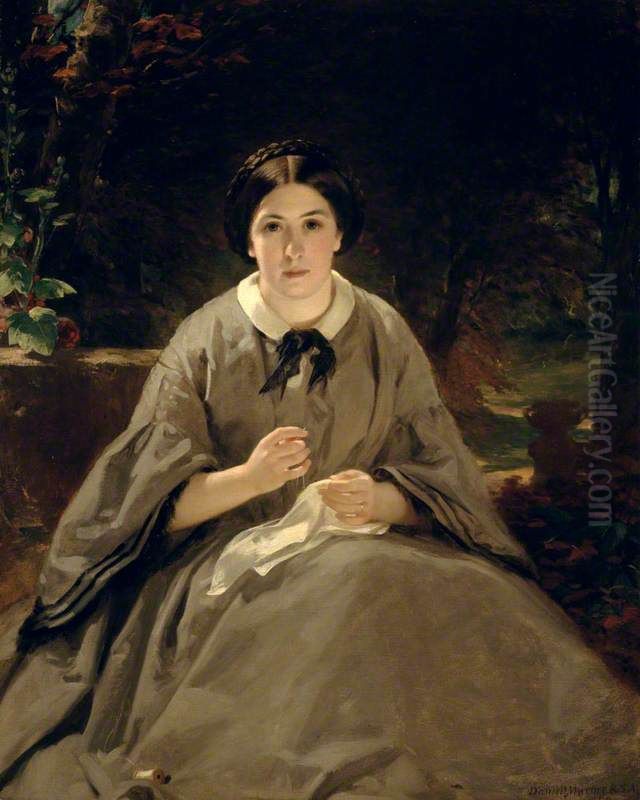A Lady in Grey Oil Painting by Daniel Macnee
