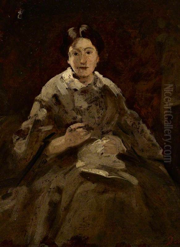 A Study for 'A Lady in Grey' (Isabella Macnee, Mrs Wiseman, the artist's daughter) Oil Painting by Daniel Macnee