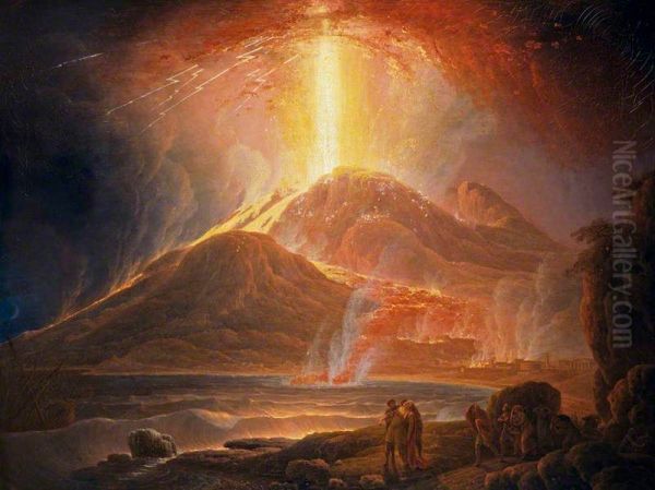 Mount Vesuvius in Eruption Oil Painting by Jacob More