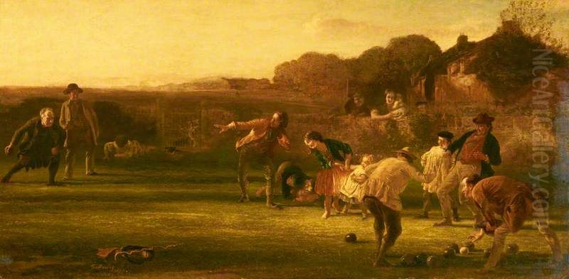 The Bowlers Oil Painting by George Harvey