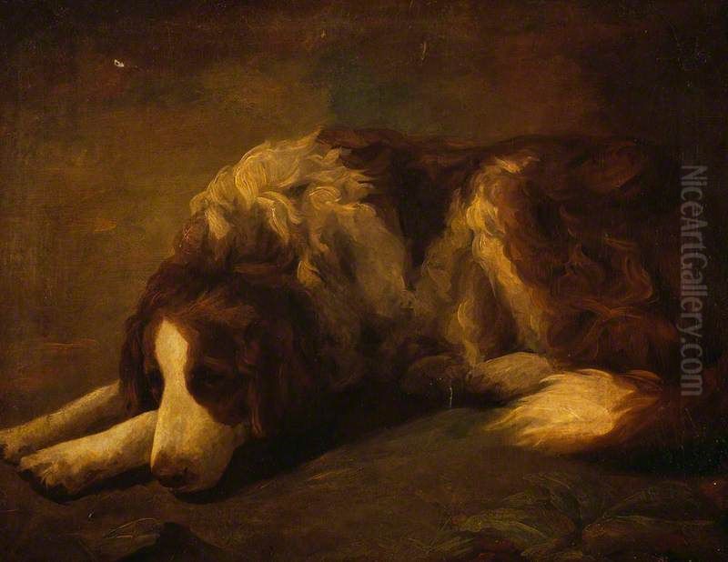 A Dog Oil Painting by Henry Raeburn