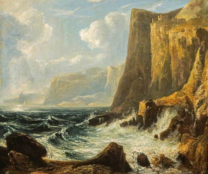 A Cliff Scene (Fast Castle) Oil Painting by John Thomson