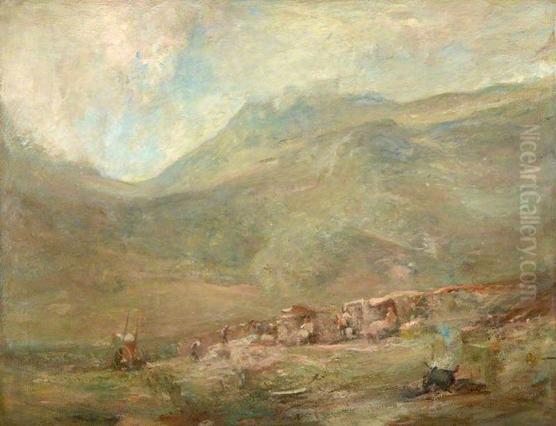 Sheepshearing Oil Painting by James Lawton Wingate