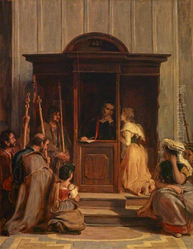 The Confessional Oil Painting by David Wilkie